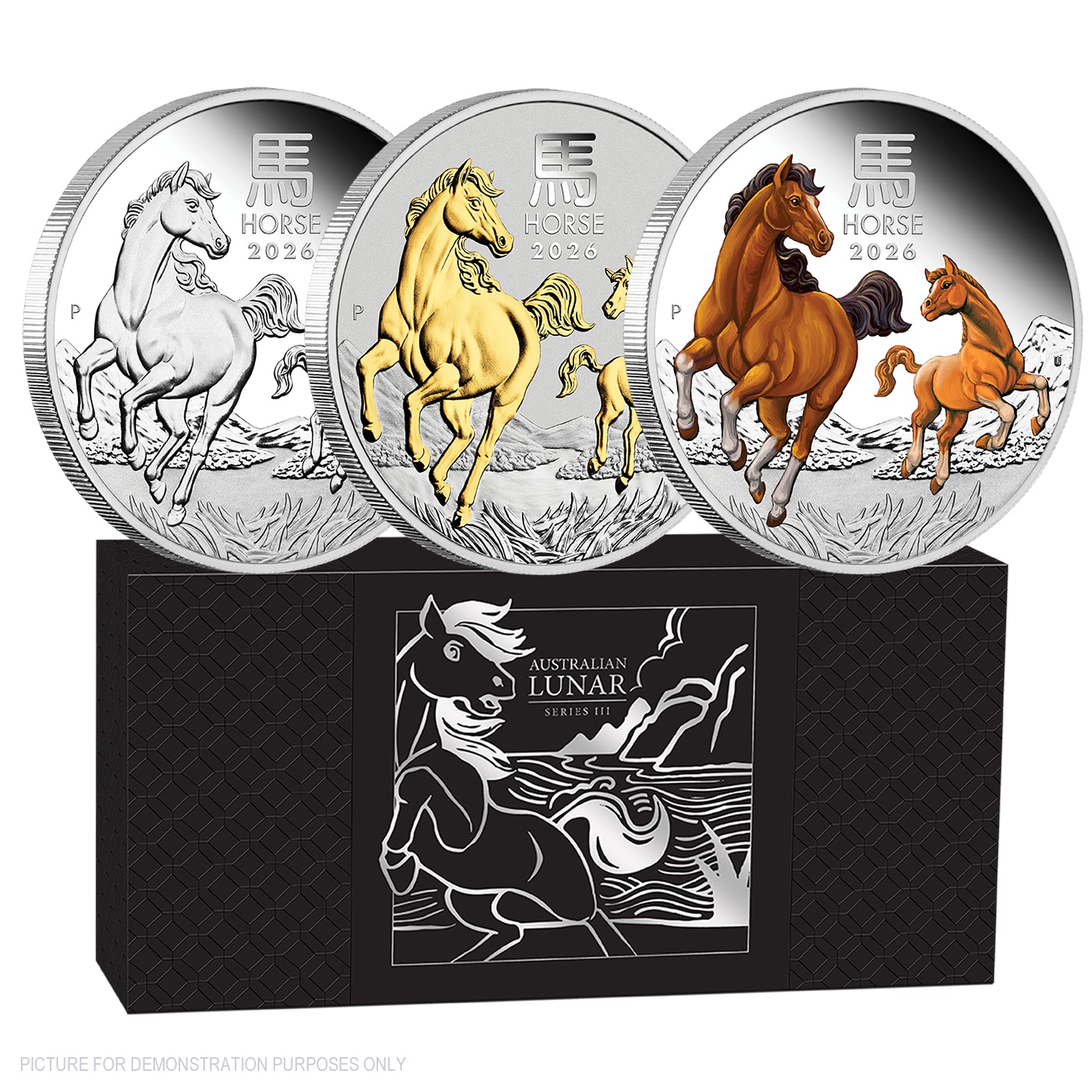 2026 Perth Mint Year Of the Horse - 1oz Silver Trio Set